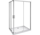 Mampara de Ducha Cuadrada Corredera,Perfil Gris Mate,Vidrio Templado 5mm,(680-700)x(680-700)x1850mm