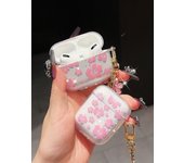 Retro Pink white Flower+Hanger For Apple AirPods 4 2 Pro2 Bluetooth Headphone Cover 3rd Generation Soft Cover Protective Case