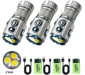Powerful Mini LED Flashlight with RGB Light Al Alloy Pocket Torch Rechargeable Waterproof Hiking Camping Flash Light with Magnet