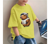 Adorable Kids Fashion Tee Capybara Illustration Perfect Summer Wear Soft Fabric Ideal Gift for Children All-in-one Base Shirt