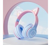 #Colorful Light Cat Earphones Wireless Bluetooth Earphones Hifi Stereo Music Gamer Headsets Noise Reduction Gifts for girls 2025