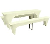 vidaXL 3x Fundas Estirables de Mesa y 2 Bancos Cubierta Muebles Jardín Color Negro,  Crema,  Blanco y mas