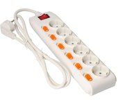 Base multiple 6 tomas y 6 interruptores edm