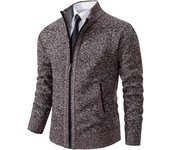 Abrigo de invierno para hombre con alto cuello y forro de lana abrigo cardigan con cerca de cremallera color sólido