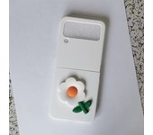 Cute Korean 3D Flower Tulip Orange Mint Green Solid Color Case For Samsung Galaxy Z Flip 3 5G Z Flip3 Flip4 Zflip3 Soft Cover