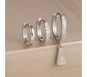 3PCS A-Z Letters Hoop Earrings Set For Women Fashion Stainless Steel Alphabet Huggie Cartilage Earring Piercing Jewelry Aretes