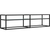 Mueble de TV vidrio templado color mármol blanco 160x40x40,5 cm