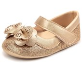 Newborn Baby Shoes Girl Princess Dress Girls Shoes Gold Bowknot Casual Lightweight Non-slip Rubber Sole Toddler Shoes