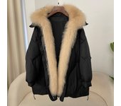 OFTBUY 2024 Fashion New Autumn-winter Real Fox Fur Collar Jacket Women Warm Thick White Goose Down Coat Luxury Fox Fur Jacket