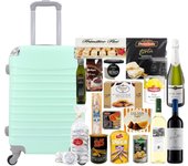 COSHANO Cesta de Navidad Lote navideño Gourmet con Maleta Trolley Equipaje de Mano 4 Ruedas giratorias (Verde Agua)