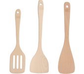 Juego de 3 espátulas de madera sin pintar, utensilios de cocina, herramienta de cocina para usar en sartenes antiadherentes