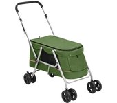 Cochecito Perro Lienzo de Lino verde plegable 100x49x96cm