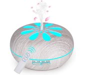 Humidificador ultrasónico de aromaterapia 550ml, difusor de aceite Perfumado nebulizador para aceites Esenciales con 7 Colores LED Silencioso para yoga, Madera