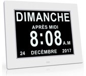 Reloj calendario - Alarma - Atenuación automática para ancianos/niños - Blanco