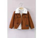 Boys' fashion corduroy fabric splicing fleece collar zipper cardigan thin jacket jacket