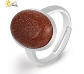 Small Egg Shape Natural Stone Ring Silver Color Adjustable White Crystal Quartz Amethytst Finger Rings Men Women Jewelry H512