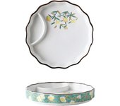 Platos de cerámica redondos japoneses con personalidad para cocina, espaguetis, sushi, plato principal, fruta, aperitivo, 6,5 pulgadas, 8,5 pulgadas (patrón: peonía Jin Cai, tamaño: 8,5 pulgadas)