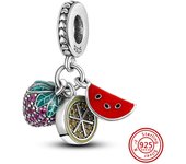 925 Silver Green Avocado Red Strawberry Apple Cherry Purple Grape Fruit DIY Beads Fit Original Pandora Charms Bracelet Jewelry