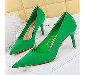 Women 7.5cm 10.5cm High Heels Scarpins Silk Pumps Lady Green Purple Red Fetish Wedding Bridal Mid Low Heels Evening Party Shoes