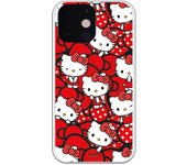 Funda original compatible con iPhone 13 Mini - Hello Kitty Lazos Rojos y Topos