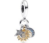 Charm Colgante Triple en plata de ley y con un recubrimiento en oro de 14k Celestial en Dos Tonos Pandora 762676C01 PANDORA Raíz Joyas de Plata Joyas Pandora MUJER inicio Charm Pandora Mujer Pandora Original