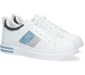 Davinia Shoes Zapatillas Deportivas Casual de Mujer De plataforma con Detalles Brillantes, en el Lateral y Perforaciones, Comodas y Elegantes, Cierre de Cordones. Shoes&Blues.es FC-13-Azul