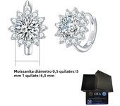 S925 pure moissanite earrings, sunflower style, light luxury and shining, suitable for daily wear, travel, dating jewelry gifts
