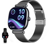 Smartwatch KSIX Iria, Pantalla AMOLED 1.7", Aut. 4 días, Correa metal y silicona, Modos deporte y salud, Llamadas, Negro