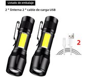 Mini LED Flashlight COB+XPE Portable Torch USB Charging Camping Lantern Zoomable Focus Light Tactical Flashlight with Pen Clip