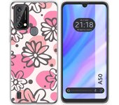 Funda Silicona Transparente para Blackview A50 diseño Flores 09 Dibujos