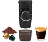 Cafetera portátil, pequeña cafetera de viaje 2 en 1 para café molido y cápsula, operada manualmente, cafetera de mano pequeña de 15 bar para campamento, viajes