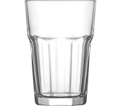 Tradineur - Set de 6 vasos de cristal clásicos "Aras", base gruesa, resistentes, aptos para lavavajillas, refrescos, agua, bebidas, 12 x 8,3 cm, 365 ml