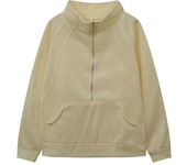 Women's Half Zipper Short Stand Up Collar Plush Monochromatic Sweat Shirt European and American Cross Border Autumn Winter