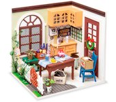 DAM. Comedor Mrs Charlies. Casa de muñecas maqueta de madera para pintar y montar. 16x12x15cm