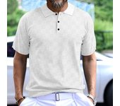 2024 Men's Short Sleeve Casual Fashion Lapel Polo Shirt Short Sleeve Small Checked T-Shirt