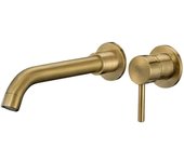 Grifo Lavabo Dorado Envichado Empotrado | Grifo Lavabo Monomando, Mezclador Agua Fría y Caliente, Ahorro de Agua | Instalación Fácil | Latón Inoxidable Redondo 21, Guadiana Series