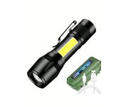 1-20PCS Mini Flashlight  COB+XPE Portable Torch With Clip Zoomable Light USB Rechargeable Flashlight Camping Emergency Lantern