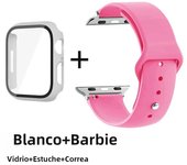 Glass+Case+Strap for Apple Watch Band 42mm 44mm 41mm 40mm 38mm 45mm 49mm Screen Protectors for Apple IWatch Series 8 7 6 SE 5 4