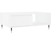vidaXL Mesa de centro madera de ingeniería 90x60x35 cm Blanco, Negro, Blanco brillante Mesita de Salón o Comedor o Auxiliar Mesa de Café Meuble Salón