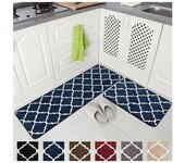 Juego de 2 alfombrillas y tapetes de cocina suaves y absorbentes