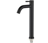Grifo de Maple Inoxidiable Monomando Frío, Diseño Elegante Retro, Grifo de Lavabo de Baño Esmerilado Mate Negro Mate (L)