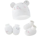 Newborn Baby Hat, Anti Scratch Gloves and Socks Set Cotton Headwear Anti-grab Mittens and Foot Cover for Boys Girls