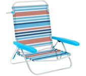 Marbueno Silla Plegable 5 Posiciones Aluminio Rayas Naranjas y Azules Playa y Piscina 63X76X78 cm 10463