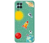 Tumundosmartphone Funda Silicona Líquida Verde para Samsung Galaxy A12 / M12 diseño Espacio Dibujos