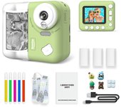 Cámara de impresión instantánea para niños 1080P Pantalla IPS de 2,4 pulgadas Zoom 10X with papel de impresión Térmica Bolígrafo de color Correa Para El Cuerpo Tarjeta TF de 32 GB Niños