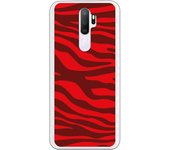 Funda compatible con Oppo A9 2020 - A5 2020 - Animal Print Zebra Rojo Granate