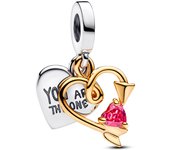 Pandora Charm Colgante Doble Corazón Grabable & Flecha 763622C01 , para Mujer