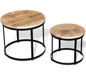 vidaXL Mesa de centro redonda 2 uds madera maciza reciclada 40cm/50cm Marrón, Multicolor, Mesita de Salón o Comedor o Auxiliar Mesa de Café Meuble Salón