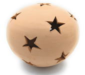 Lampara artesanal farol bola de barro natural para jardín 30 cm x 27 cm