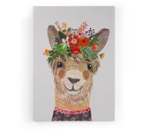 Lienzo 60x40 impresión Llama Floral